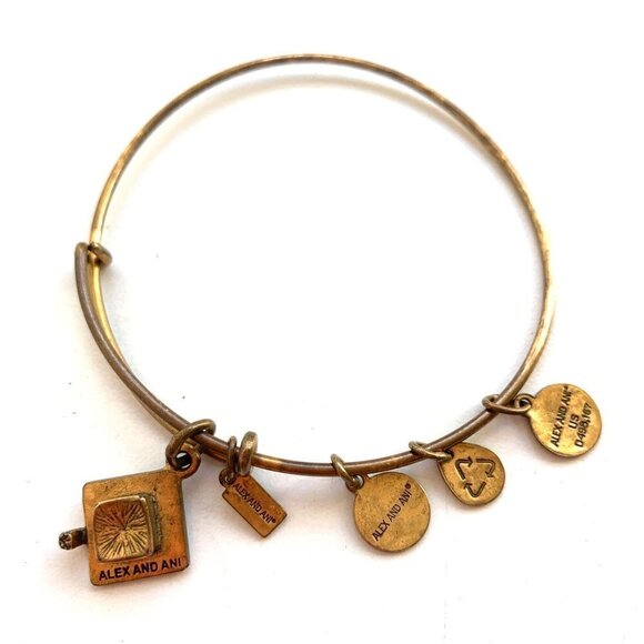 Alex and Ani Graduation 2015 Charm Bracelet Gold Finish - Expands 2"- 3.5" - Picture 2 of 2